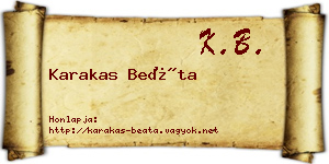 Karakas Beáta névjegykártya