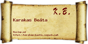 Karakas Beáta névjegykártya